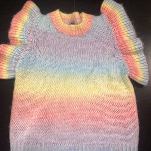 Ombre RAINBOW FRILL EDGE SOFT KNIT Short sleeve Sweater  or Sweater Vest Medium